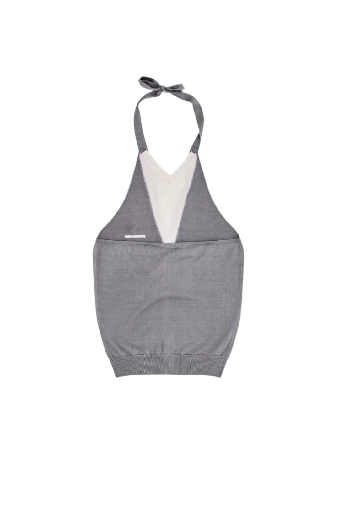 SHUSHU/TONG PATCHWORK HALTER-NECK KNIT TOP_GREY