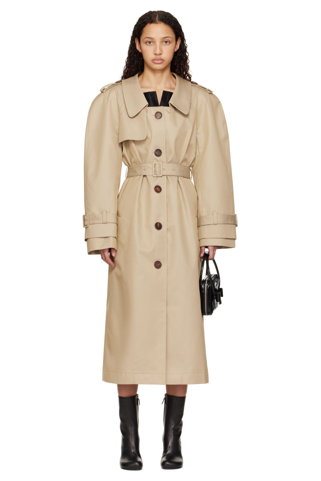 SHUSHU/TONG LONG LAPEL TRENCH COAT_KHAKI