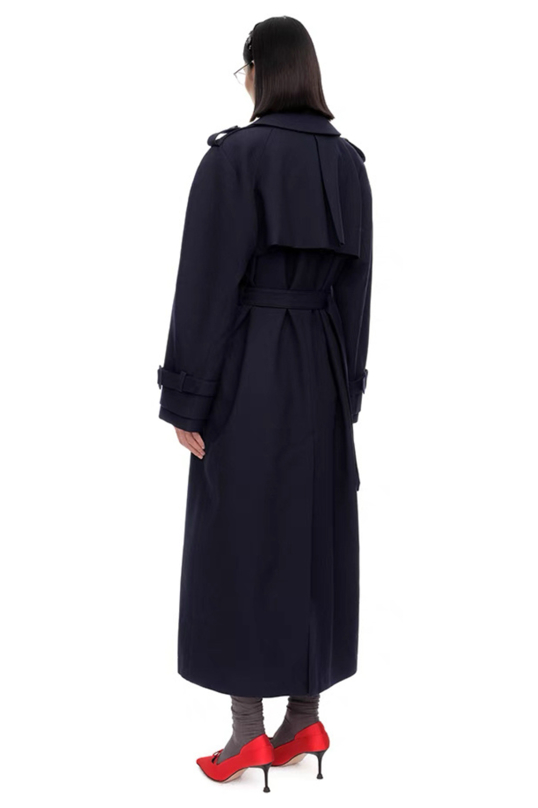 SHUSHU/TONG LONG LAPEL TRENCH COAT_NAVY