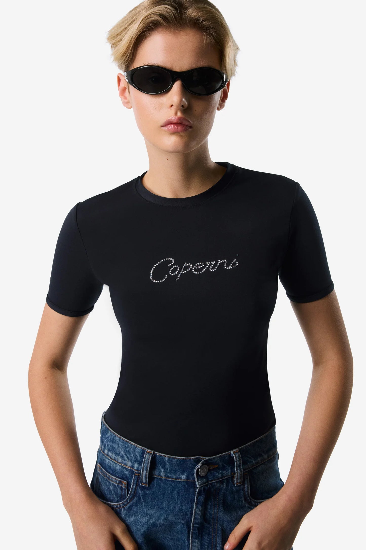 COPERNI KNITTED CRYSTAL LOGO T-SHIRT