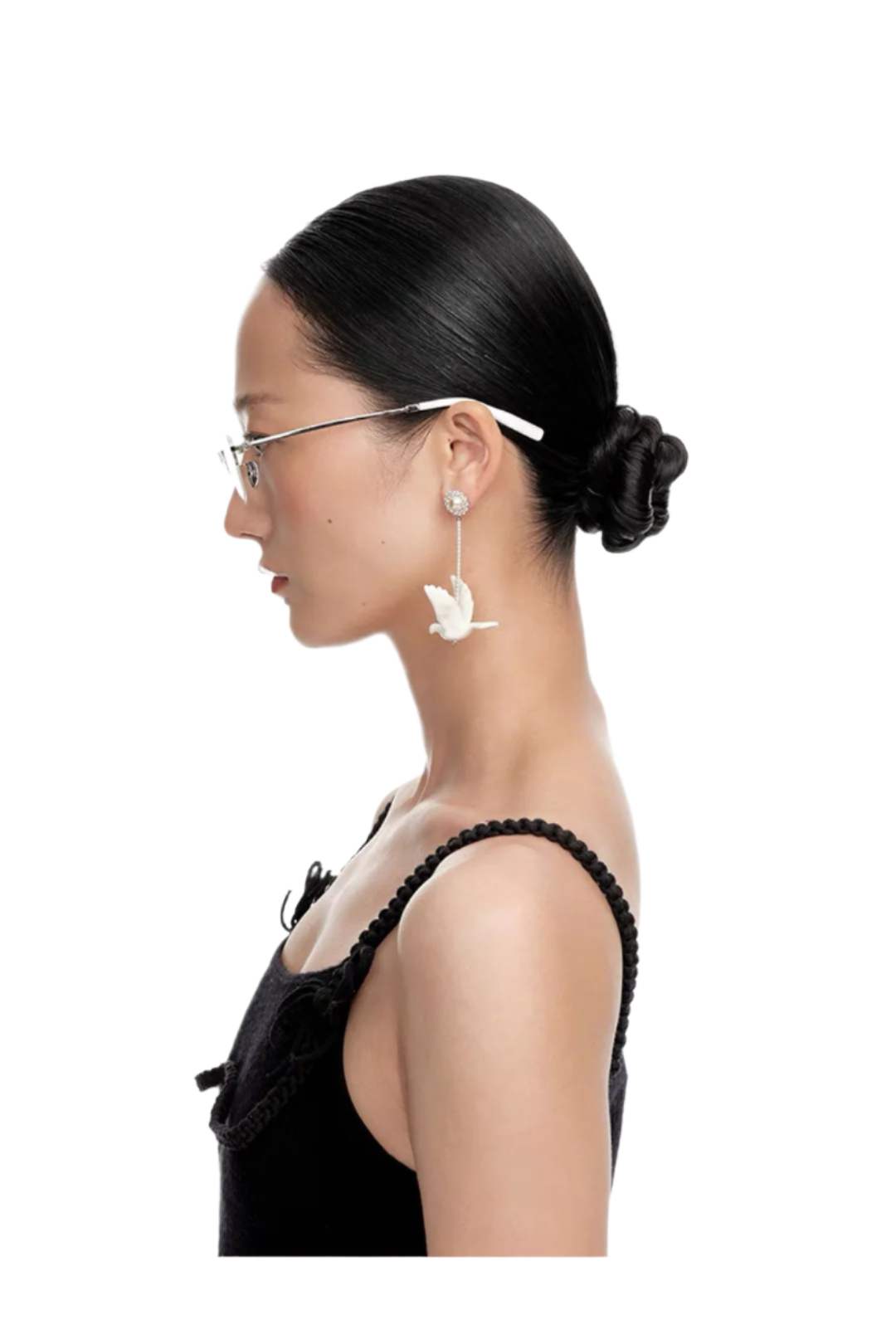 SHUSHU/TONG CERAMICS DOVE AND PERAL DROP EARRINGS_WHITE