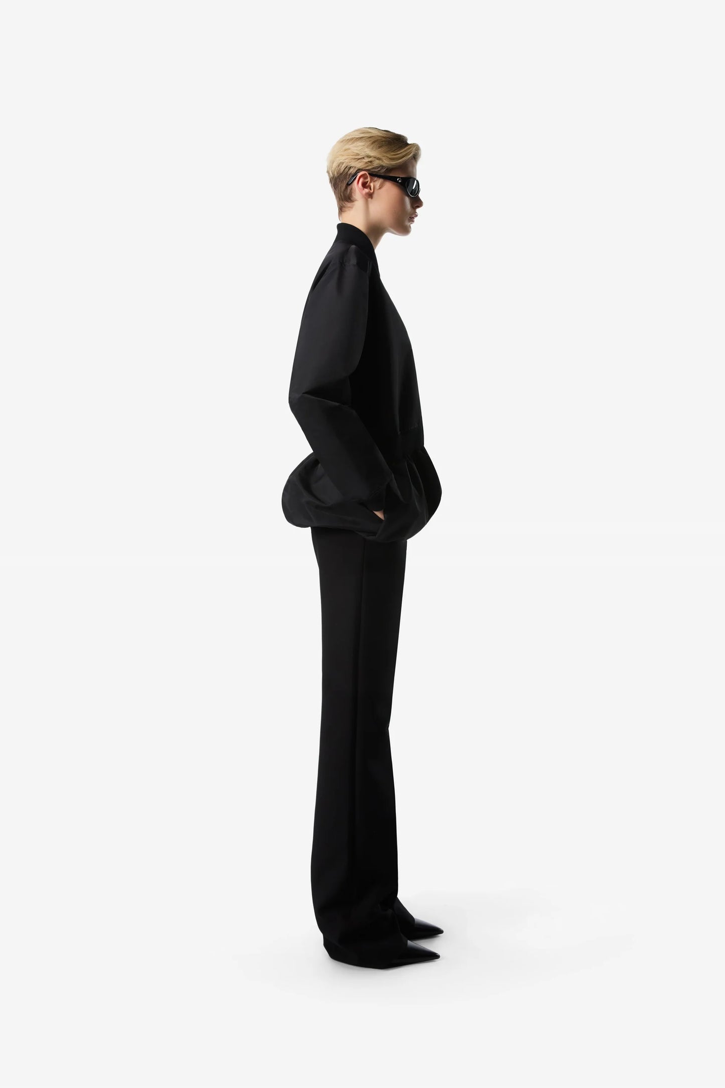 COPERNI WOVEN GATHERED HEM BOMBER JACKET