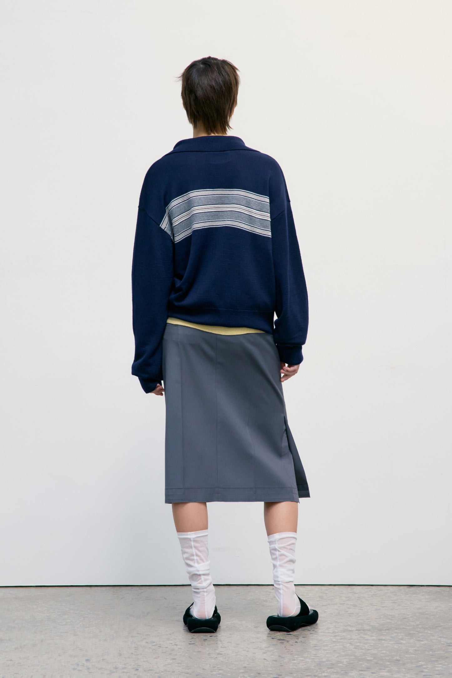 LOW CLASSIC MULTI STRIPE PIQUE KNIT TOP_NAVY