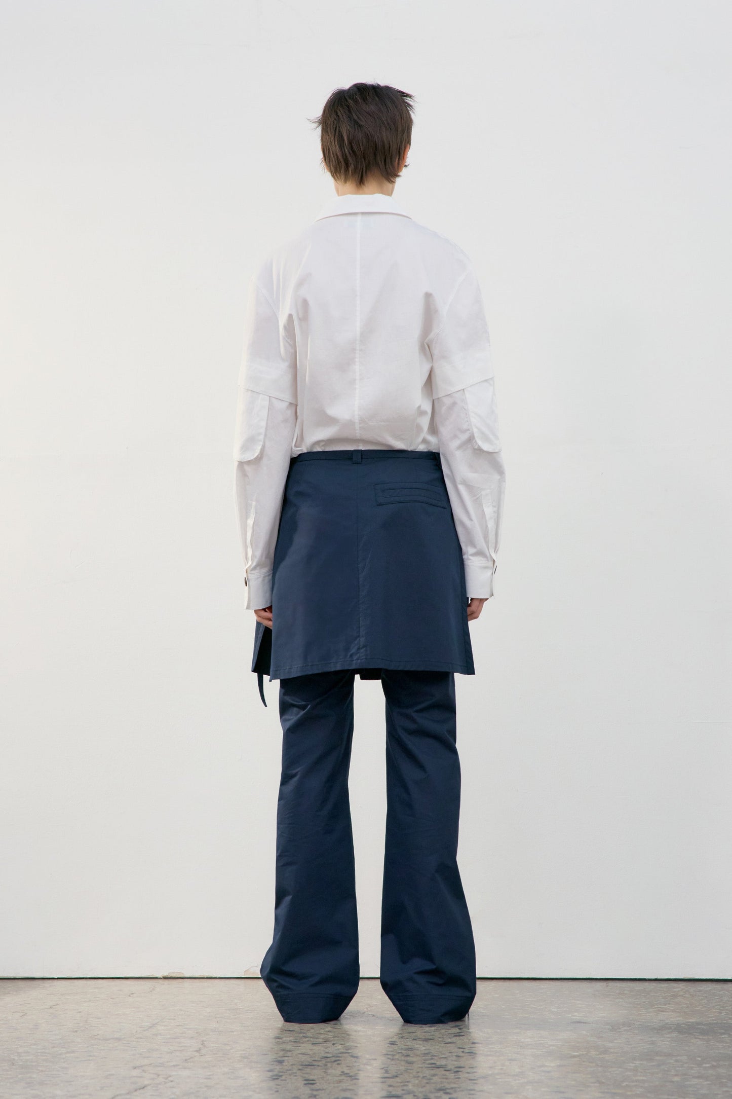 LOW CLASSIC NEW LAYERED WRAP SKIRT PANTS_NAVY