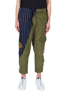 Greg Lauren Mix fabric 50/50 Lounge Pants Army/Navy