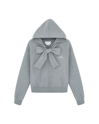 SHUSHUTONG BOW-TIE COTTON HOODIE_GREY