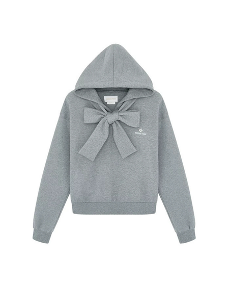 SHUSHUTONG BOW-TIE COTTON HOODIE_GREY