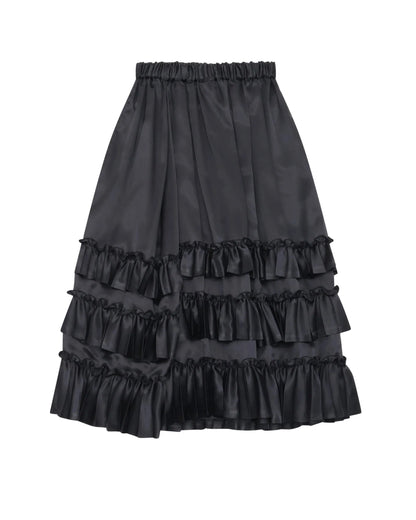 NOIR KEI NINOMIYA RUFFLED MIDI SKIRT_BLACK