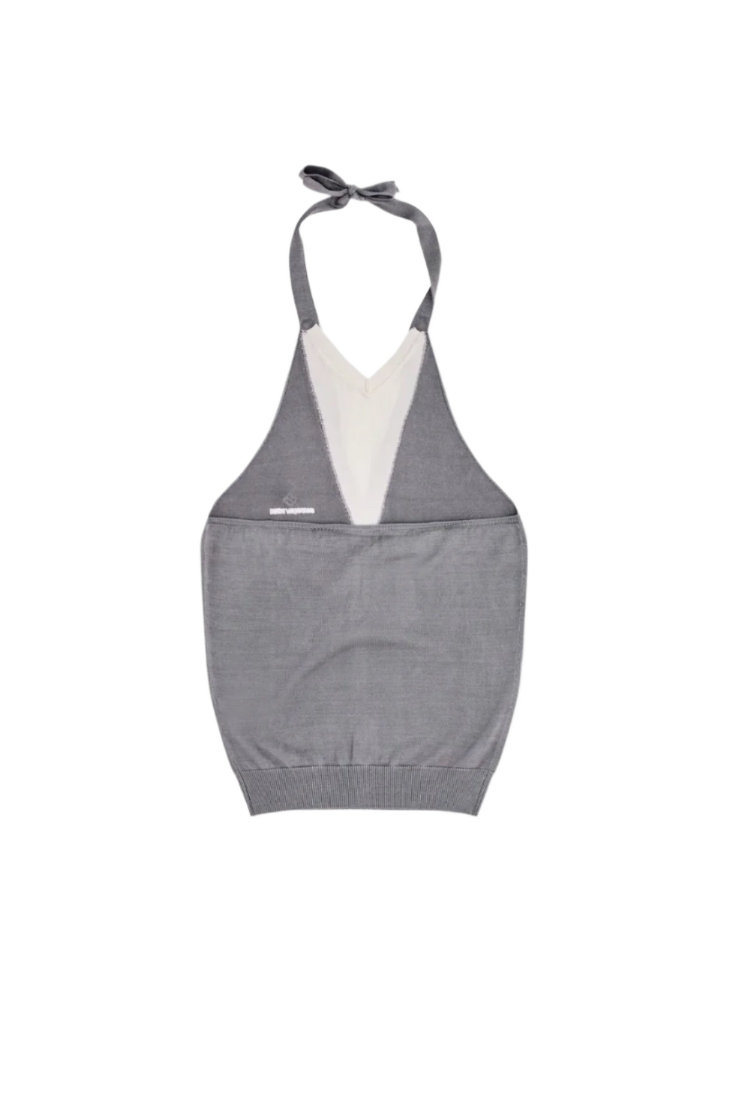 SHUSHU/TONG PATCHWORK HALTER-NECK KNIT TOP_GREY