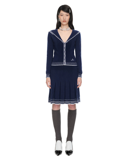 SHUSHU/TONG SAILOR-COLLAR WOOL KNIT CARDIGAN_NAVY