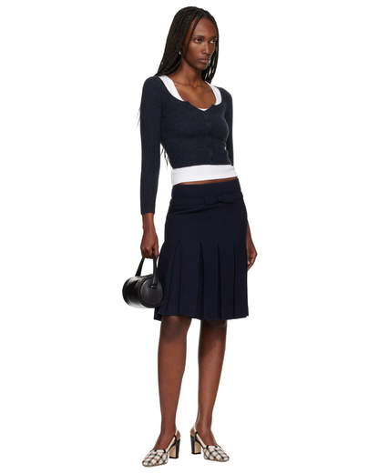 BOW WAIST PLEATED SKIRT