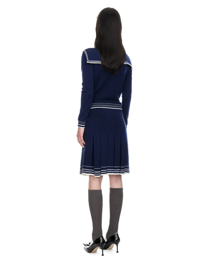 SHUSHU/TONG SAILOR-COLLAR WOOL KNIT CARDIGAN_NAVY