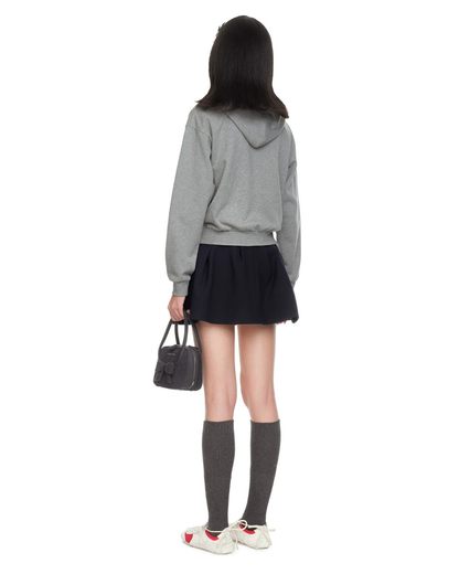 SHUSHUTONG BOW-TIE COTTON HOODIE_GREY