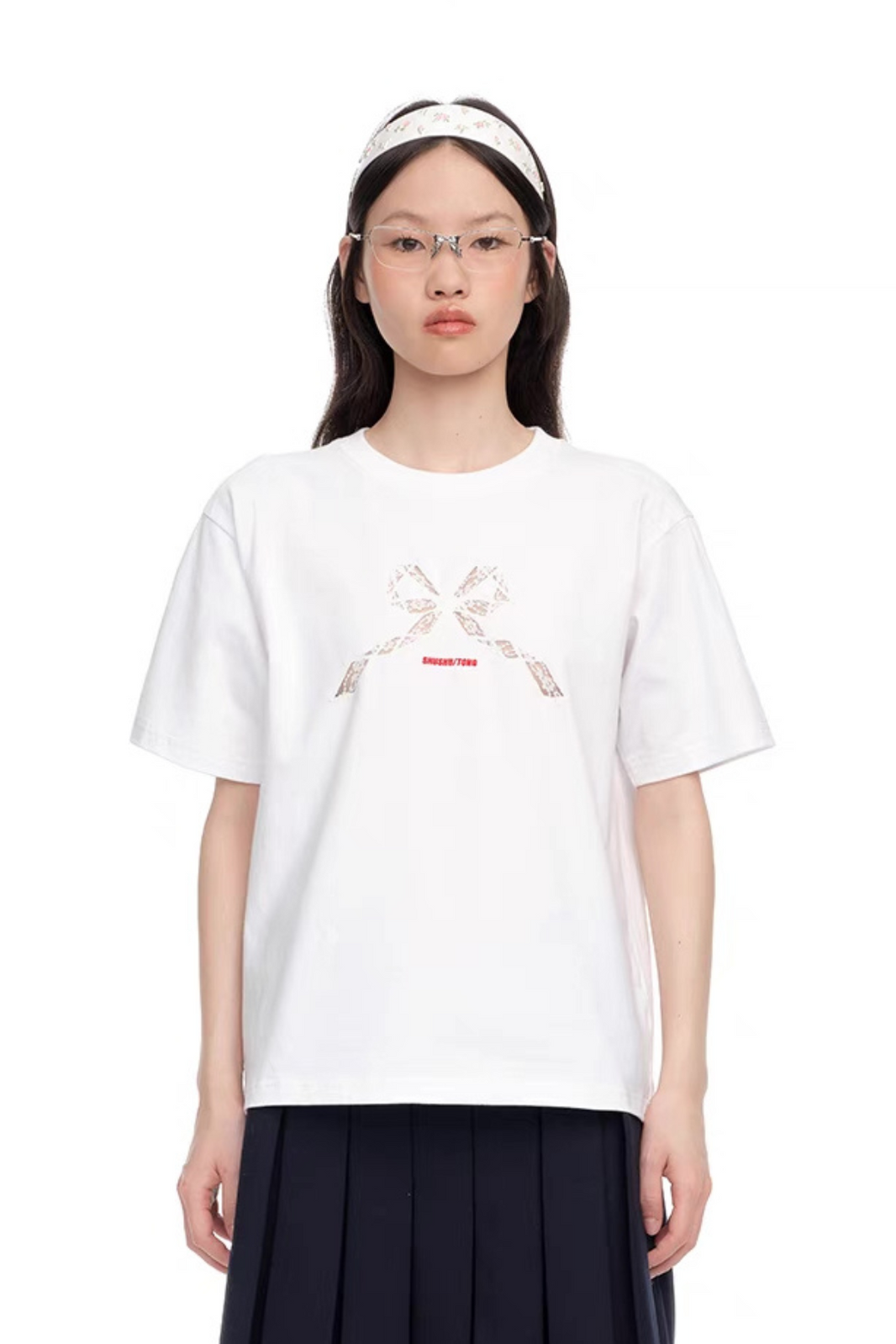 SHUSHU/TONG LACE PATCHWORK OVERSIZE T-SHIRT_WHITE