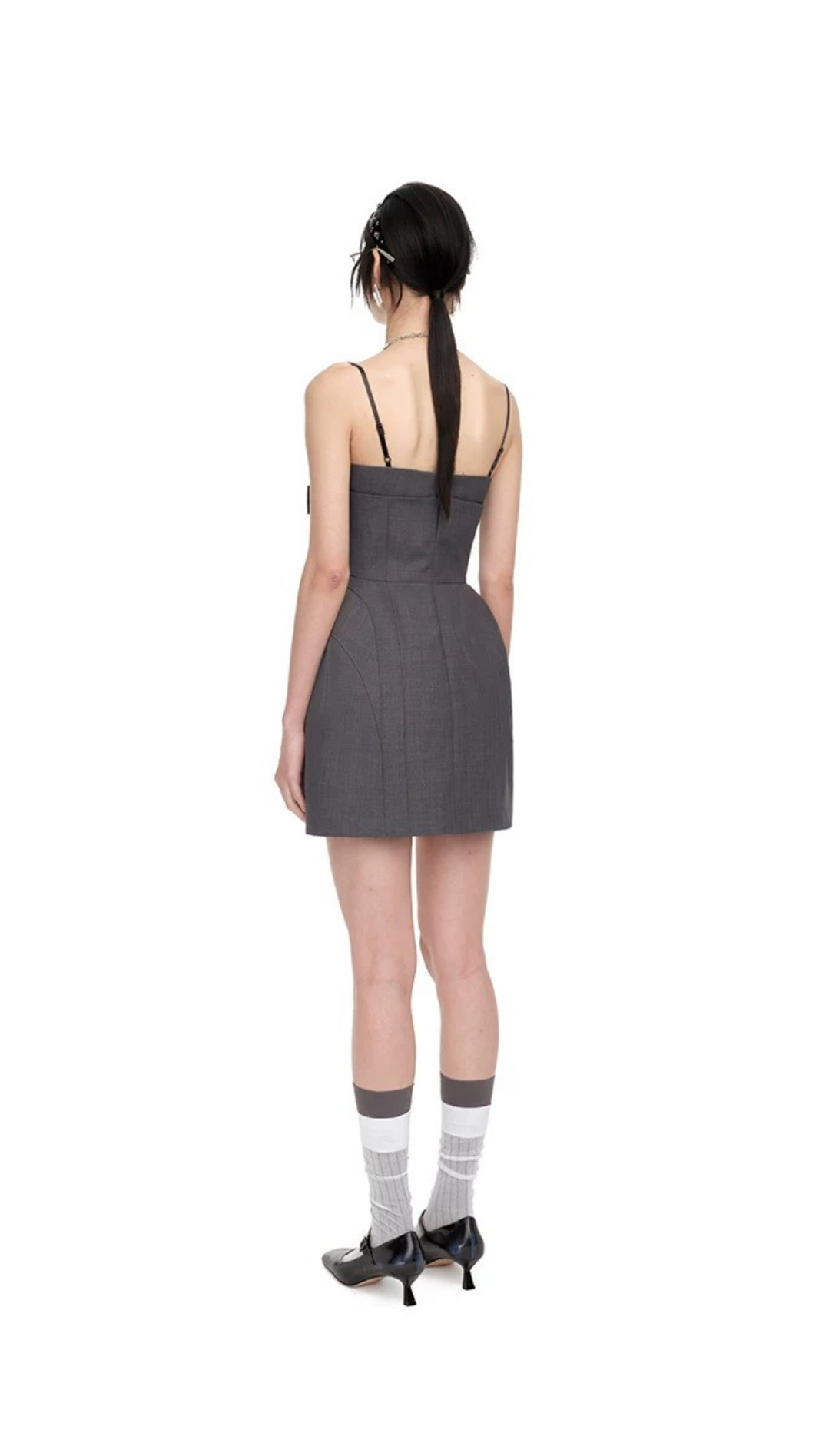 SHUSHU/TONG DOUBLE BOW SLING DRESS_GREY