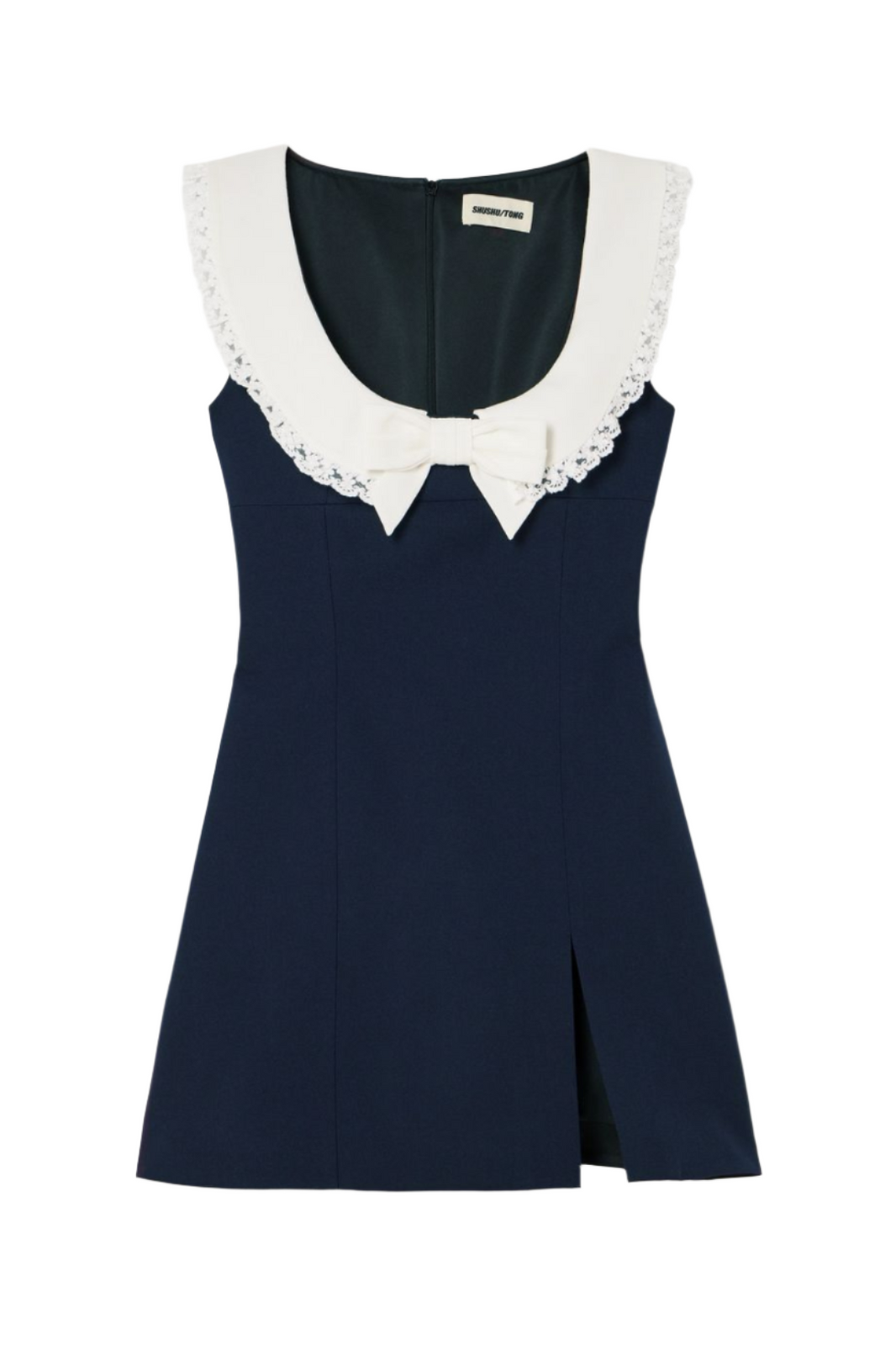 SHUSHU/TONG ROUND NECK SLEEVELESS DRESS_NAVY