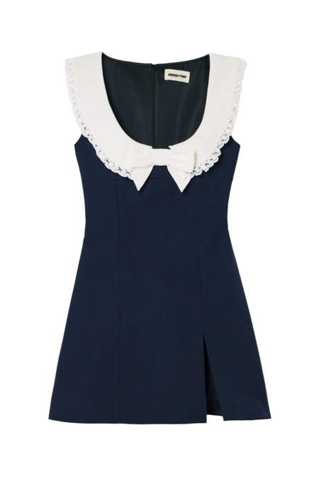 SHUSHU/TONG ROUND NECK SLEEVELESS DRESS_NAVY