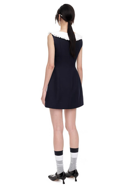 SHUSHU/TONG ROUND NECK SLEEVELESS DRESS_NAVY