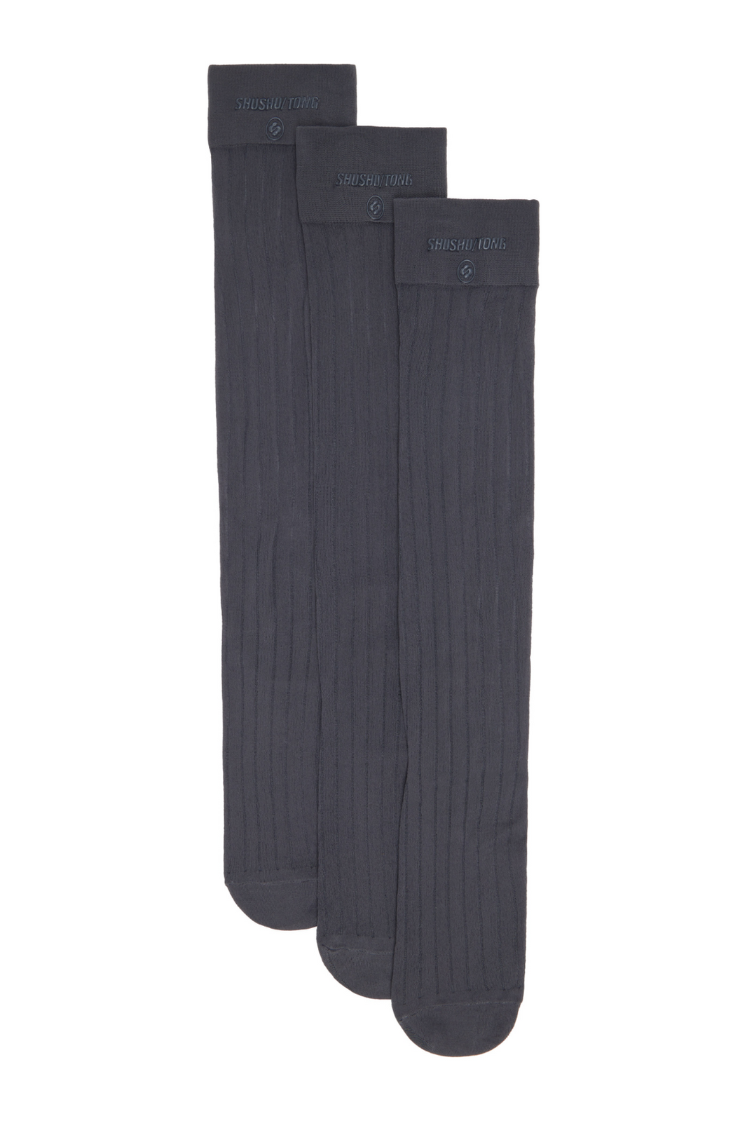 SHUSHU/TONG THREE-PACK KNITTED MID-CALF SOCKS_GREY