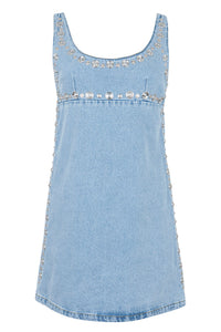 COPERNI WOVEN STUDDED DENIM MINI DRESS