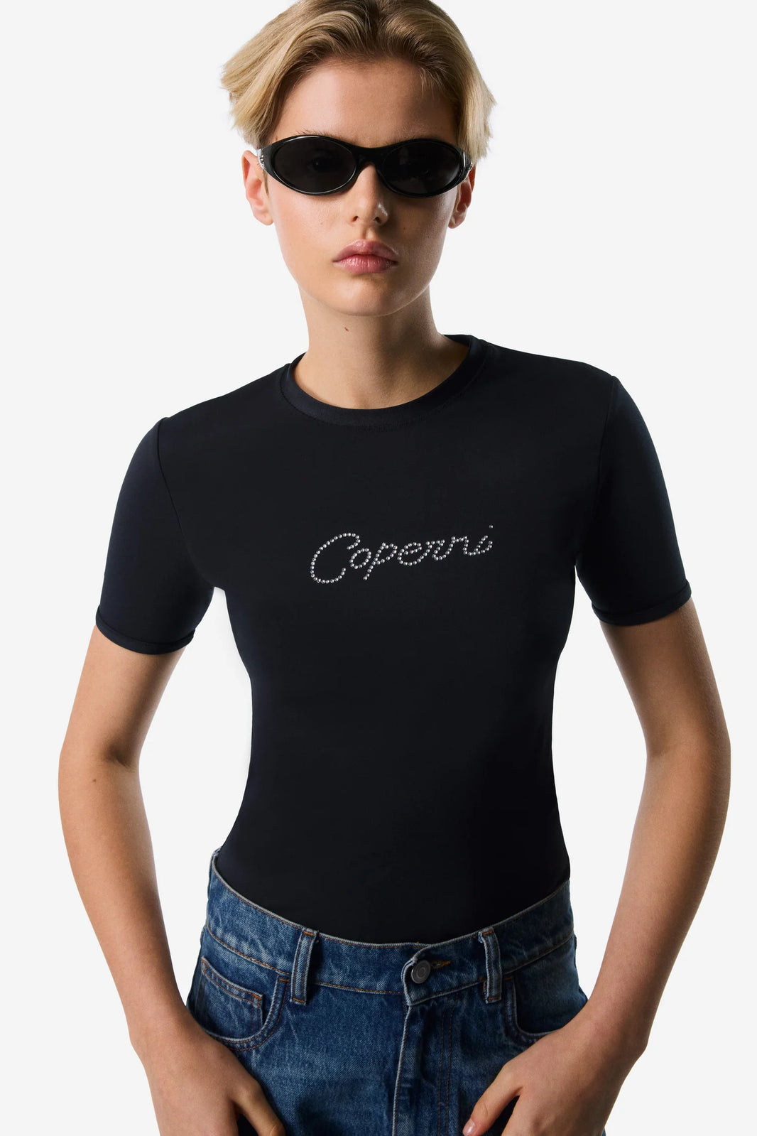 COPERNI KNITTED CRYSTAL LOGO T-SHIRT