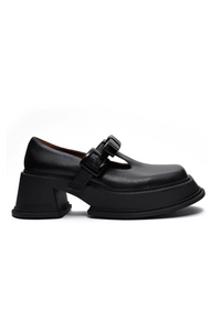 SHUSHU/TONG CUTOUT BOW LOAFERS_BLACK
