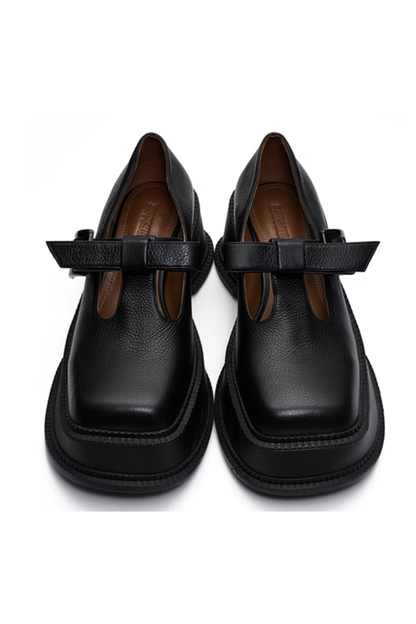 SHUSHU/TONG CUTOUT BOW LOAFERS_BLACK