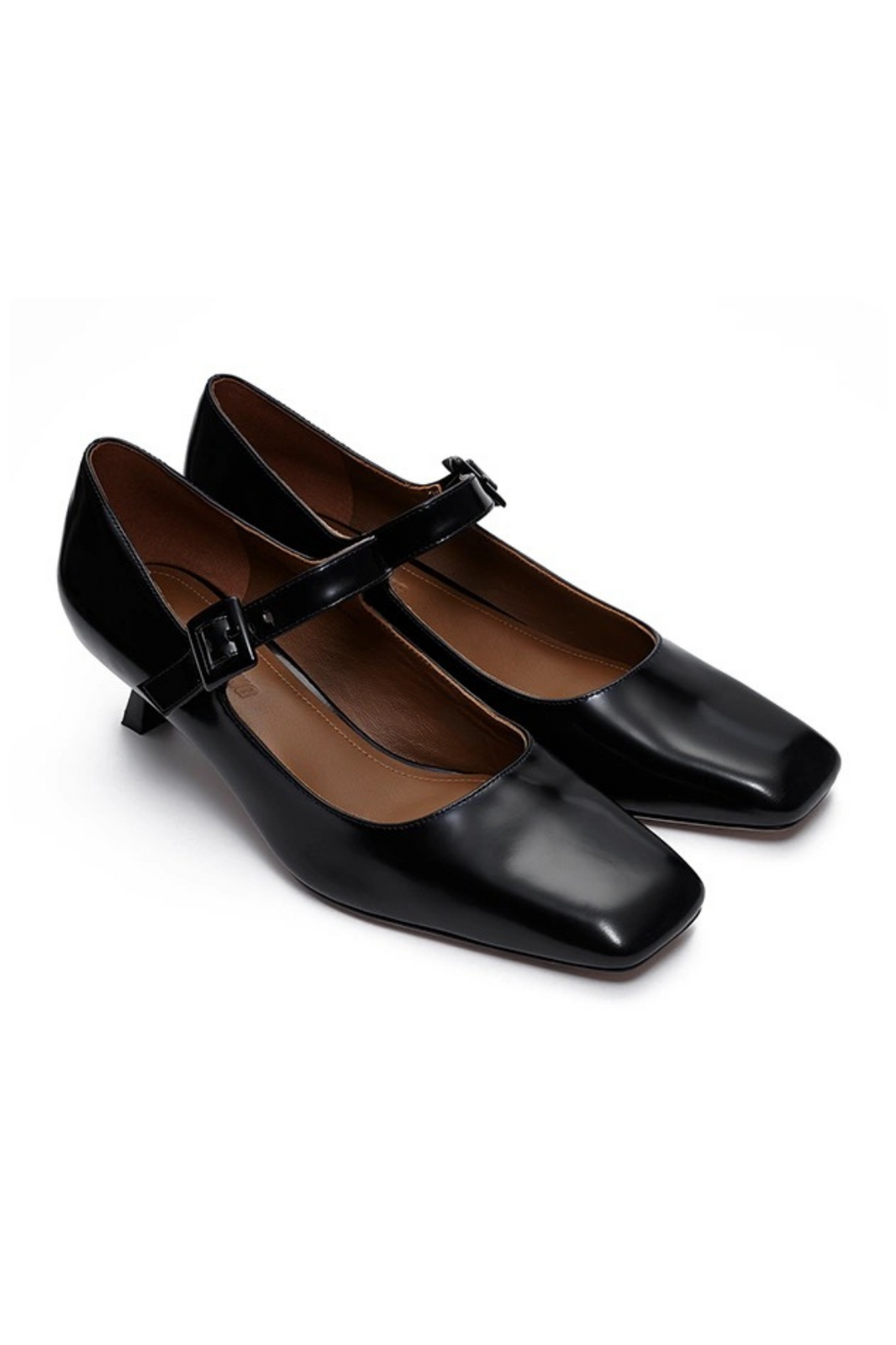 SHUSHU/TONG SQUARE TOE MID HEEL SHOES_BLACK