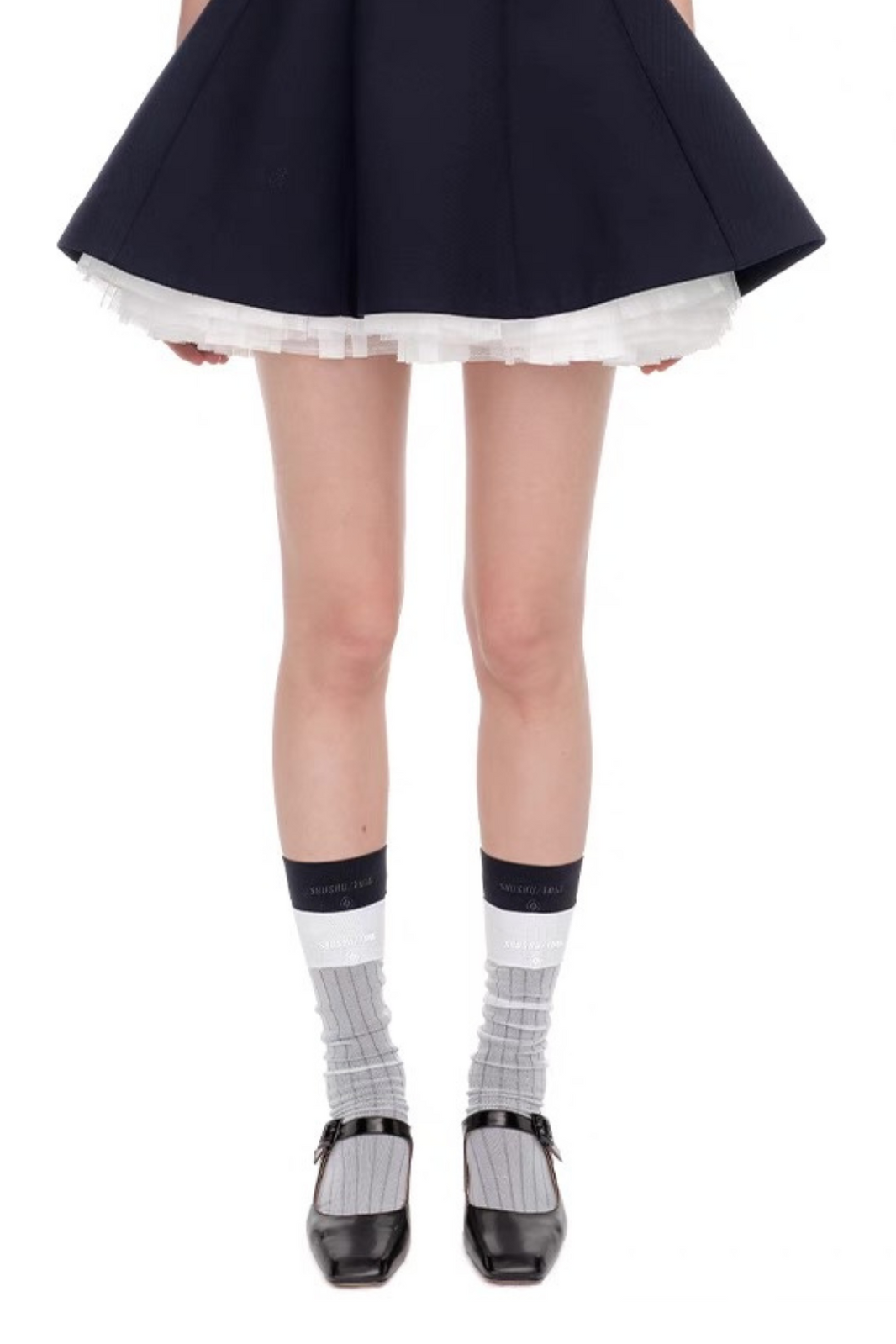 SHUSHU/TONG SQUARE TOE MID HEEL SHOES_BLACK