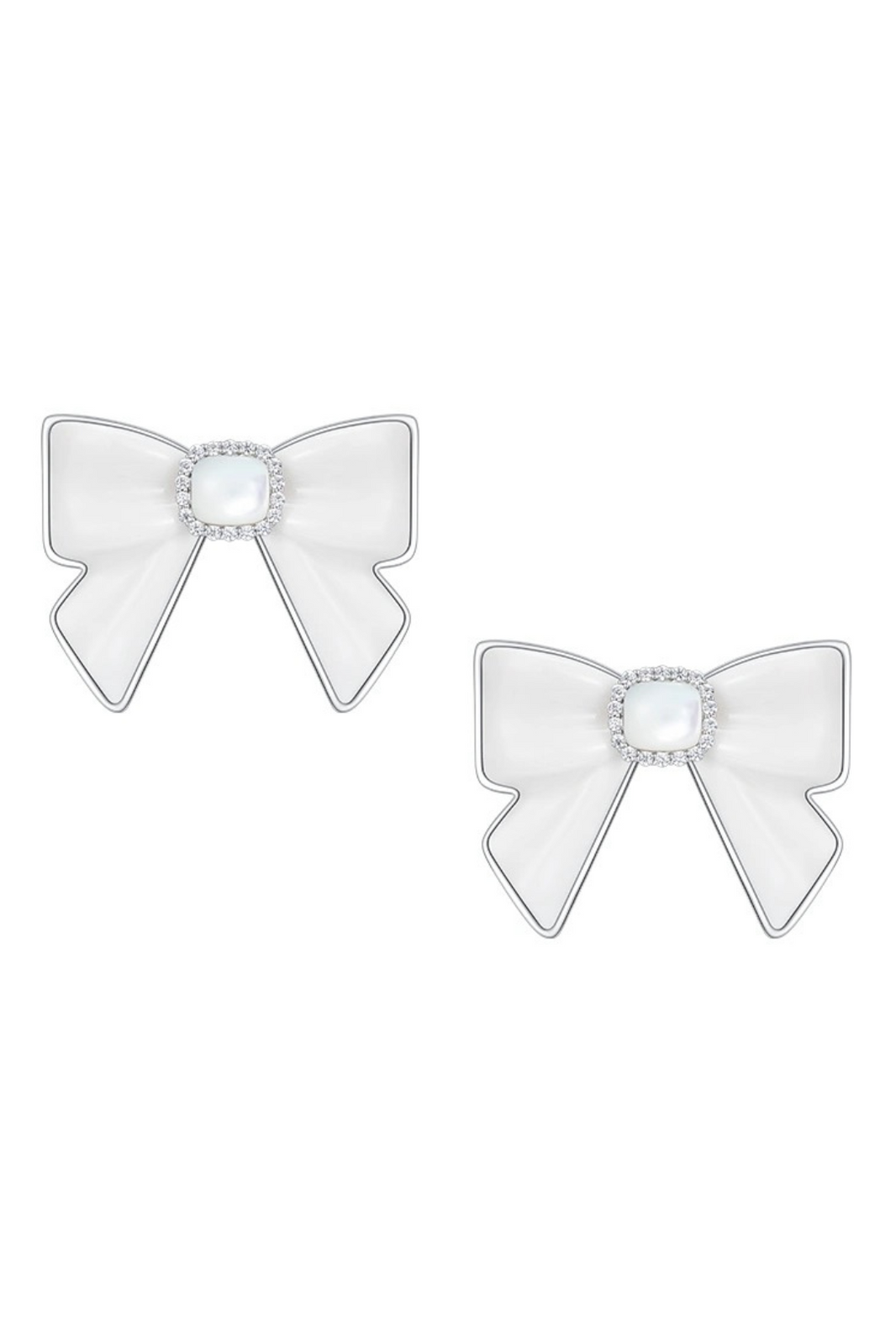 SHUSHU/TONG CERAMICS BOWKNOT NACRE EARRING_WHITE