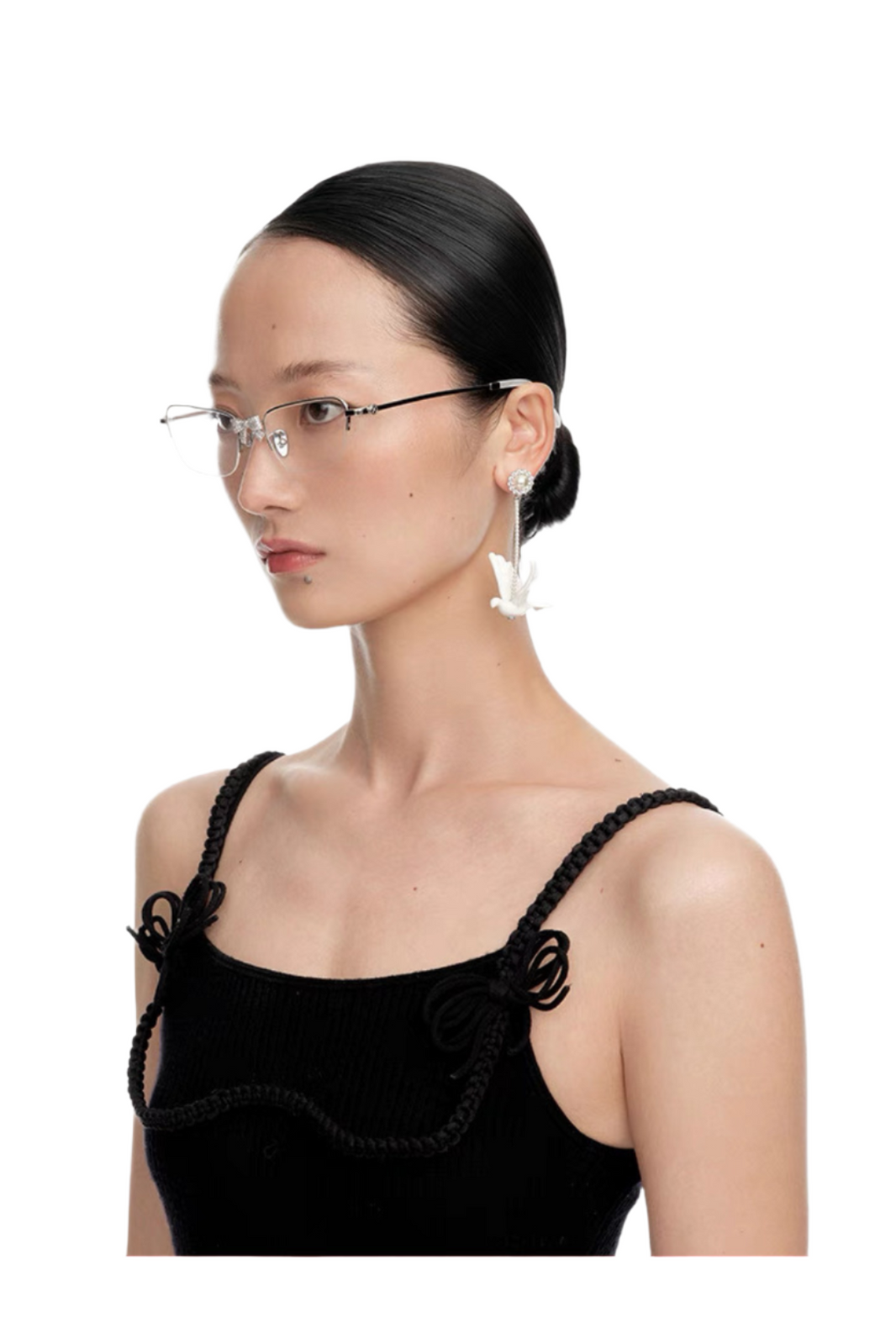 SHUSHU/TONG CERAMICS DOVE AND PERAL DROP EARRINGS_WHITE