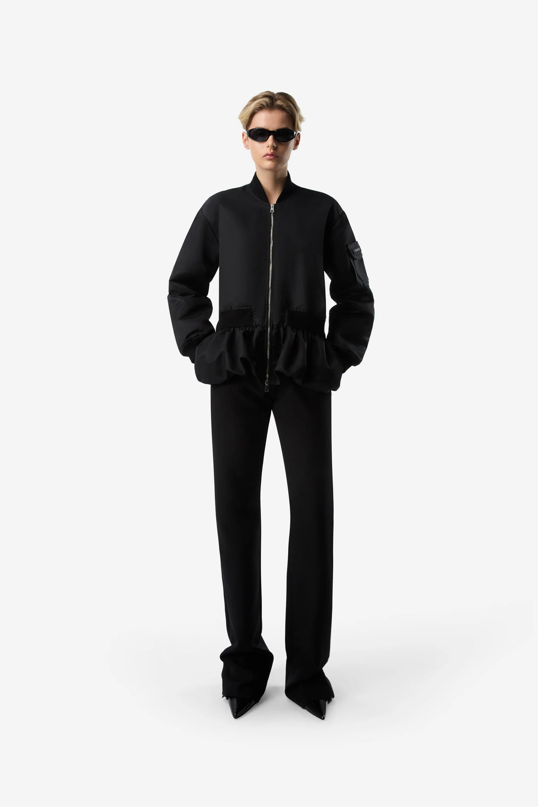 COPERNI WOVEN GATHERED HEM BOMBER JACKET