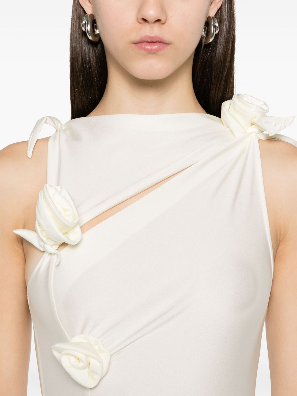 COPERNI KNITTED ASYMMETRIC FLOWER GOWN