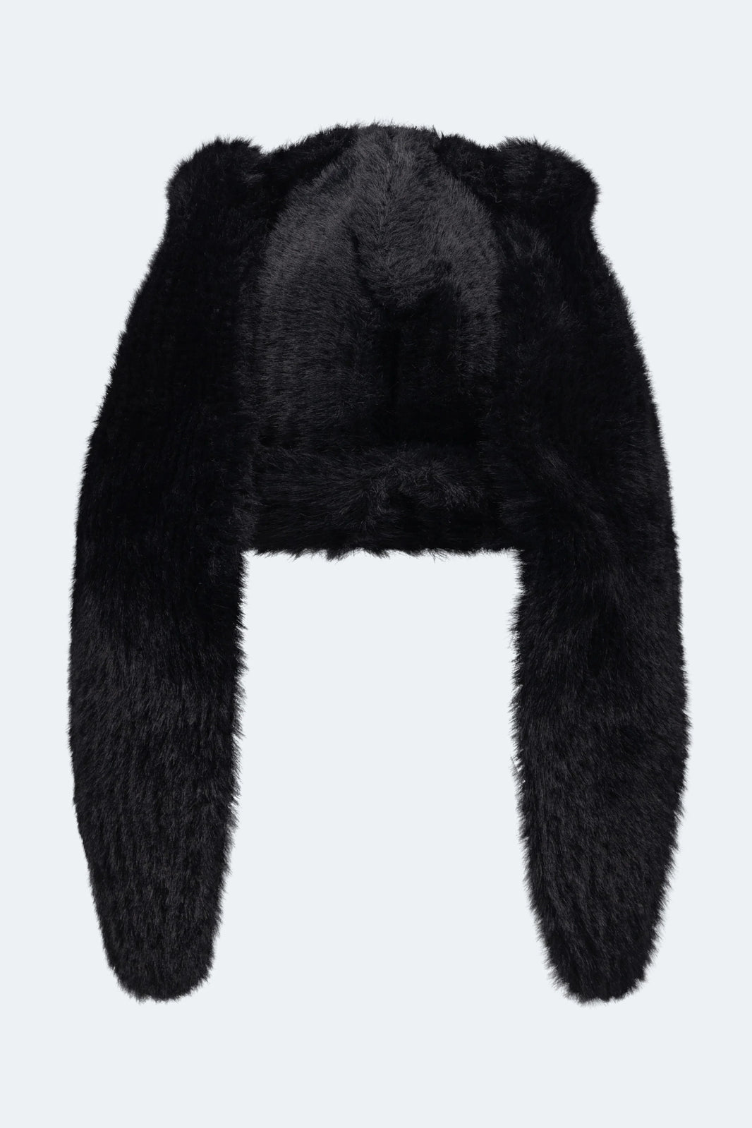 FLUFFY CHUNKY RABBIT BEANIE_BLACK