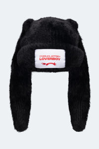 FLUFFY CHUNKY RABBIT BEANIE_BLACK