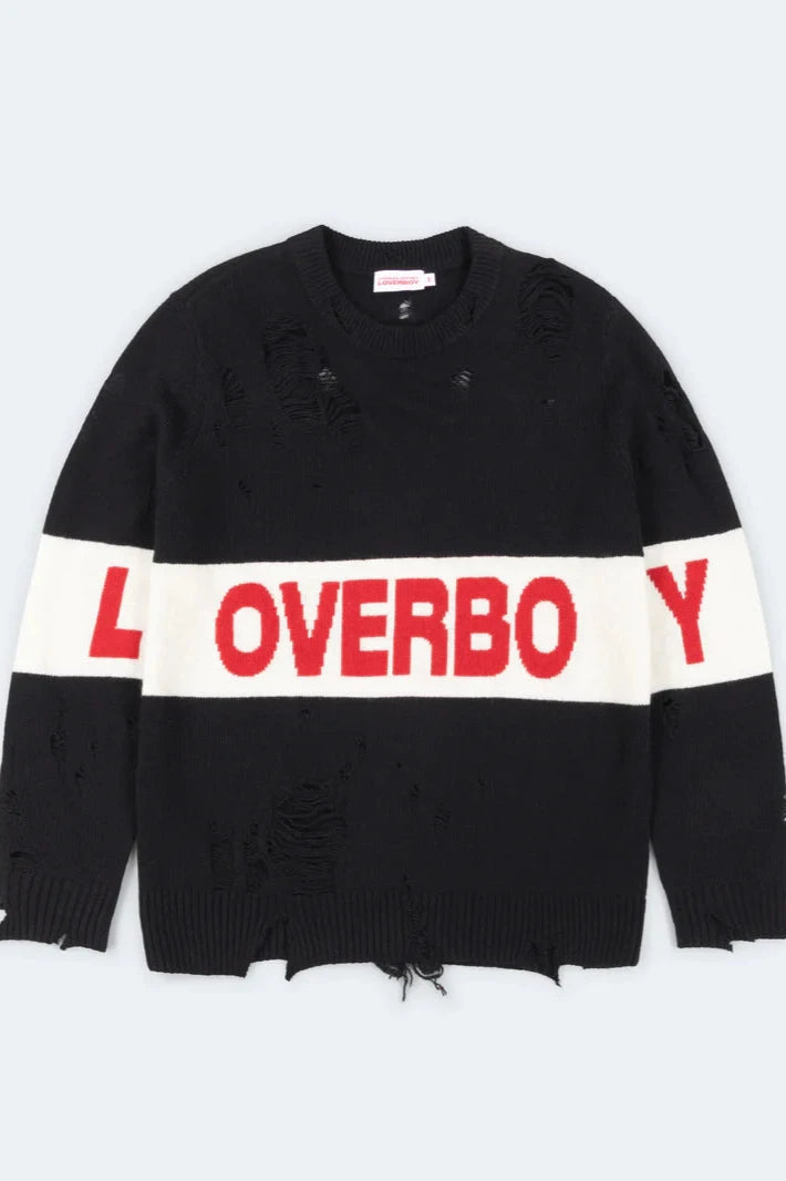 CHARLES JEFFREY LOVERYBOY DISTRESSED LOVERBOY LOGO JUMPER