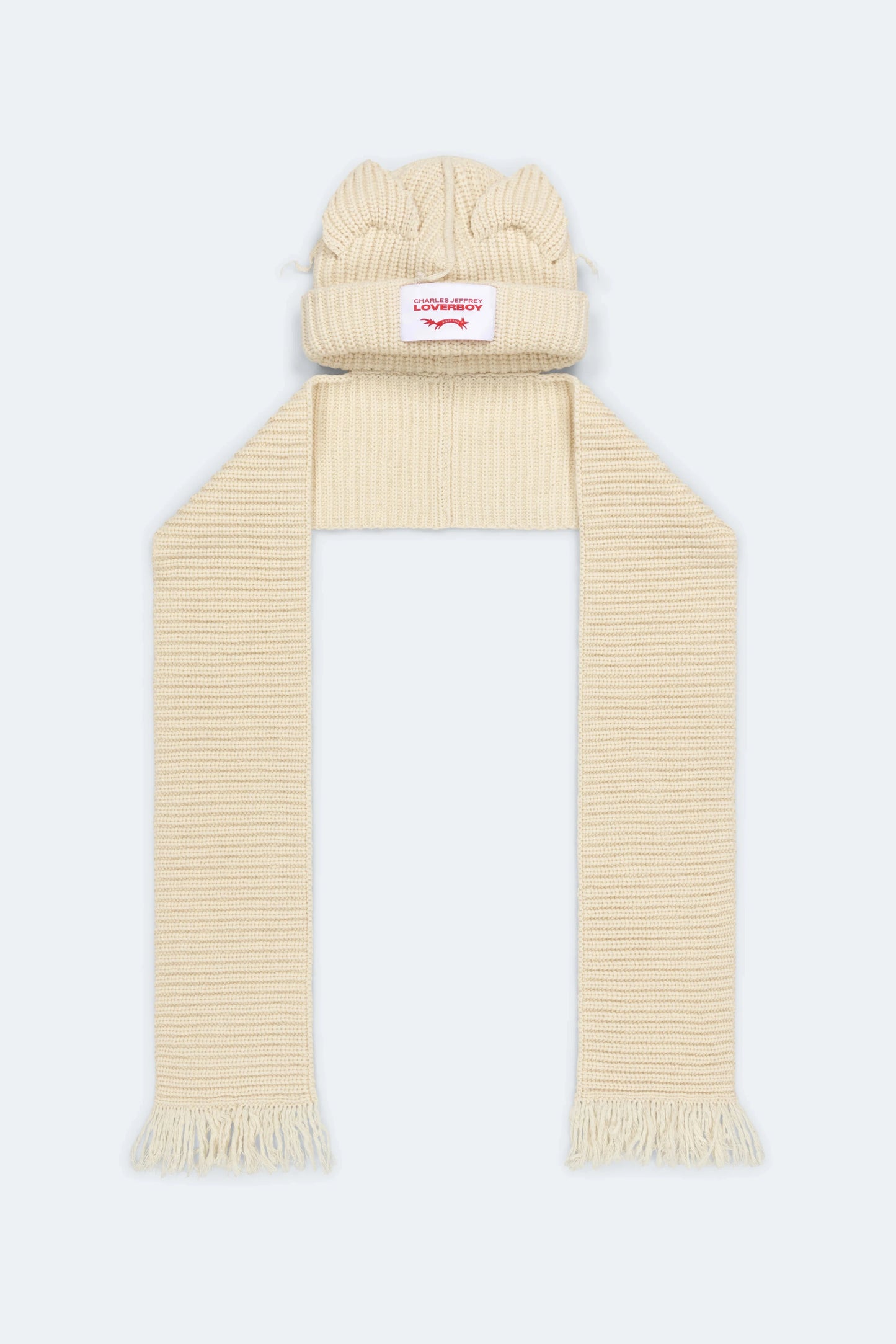 CHUNKY EARS BEANIE SCARF_WHITE