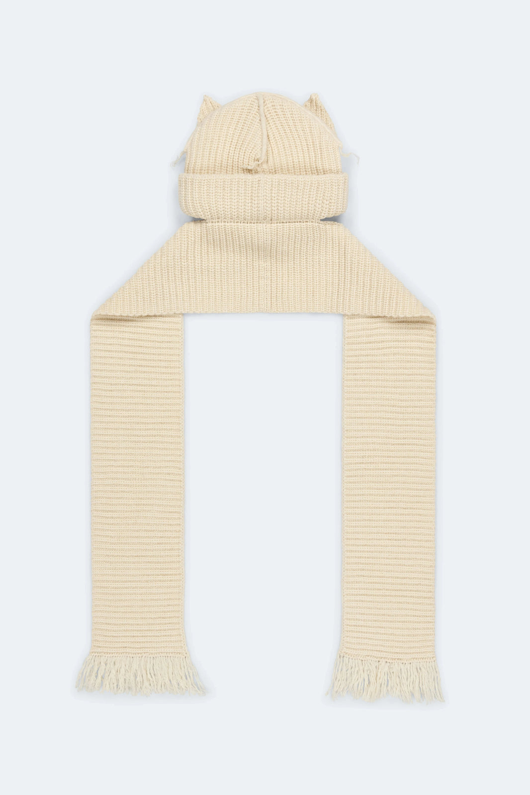 CHUNKY EARS BEANIE SCARF_WHITE