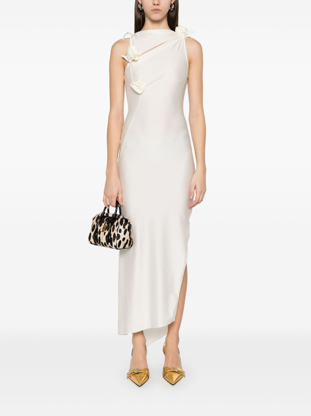 COPERNI KNITTED ASYMMETRIC FLOWER GOWN