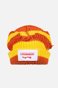 CHUNKY EARS BEANIE in YELLOW ORANGE STRIPE