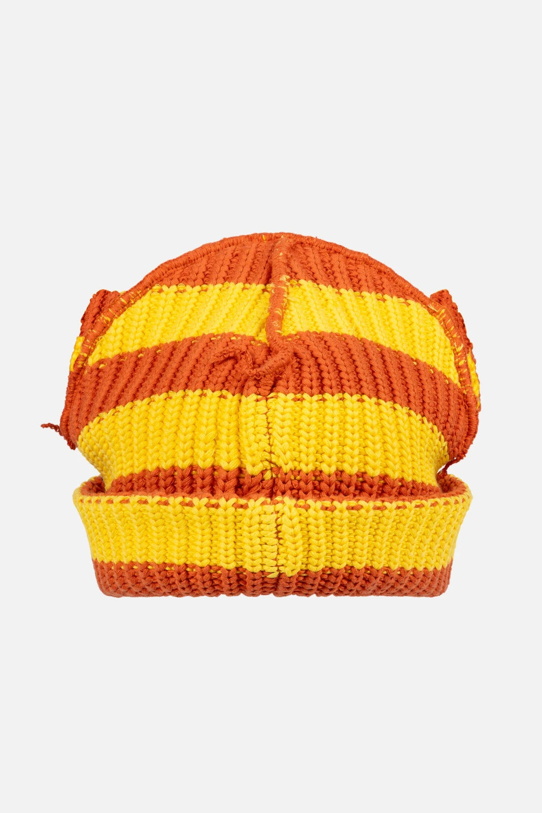 CHUNKY EARS BEANIE in YELLOW ORANGE STRIPE
