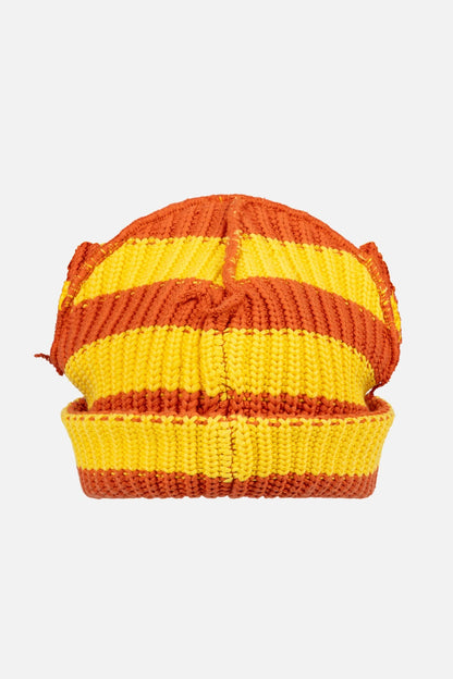 CHUNKY EARS BEANIE in YELLOW ORANGE STRIPE