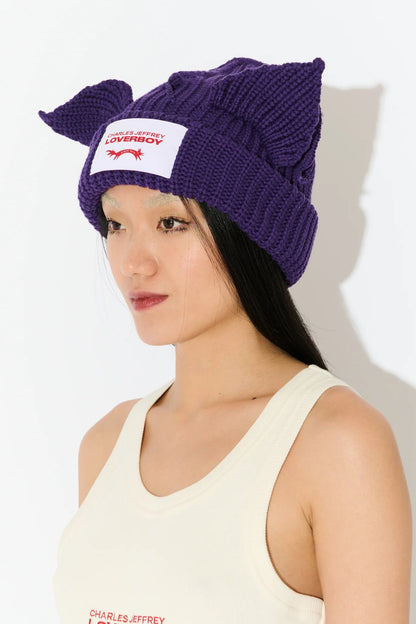 CHUNKY EARS BEANIE in PURPLE