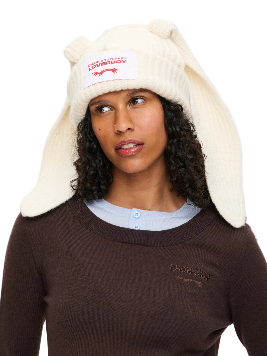 CHARLES JEFFREY LOVERBOY CHUNKY RABBIT BEANIE_WHITE