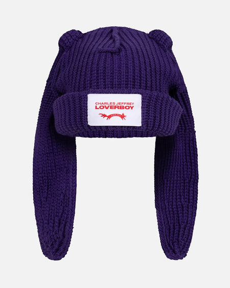 CHUNKY RABBIT BEANIE in PURPLE