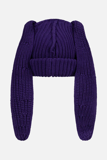 CHUNKY RABBIT BEANIE in PURPLE