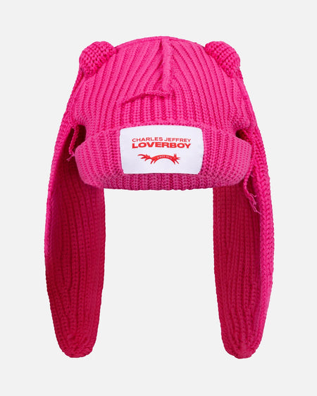 CHUNKY RABBIT BEANIE in PINK