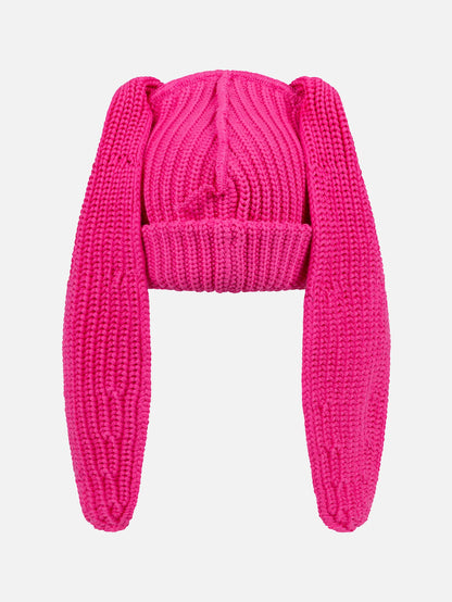 CHUNKY RABBIT BEANIE in PINK