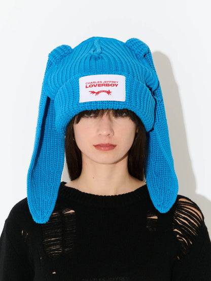 CHUNKY RABBIT BEANIE in LIGHT BLUE