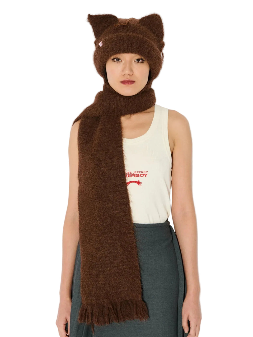 ALPACA CHUNKY EARS BEANIE SCARF